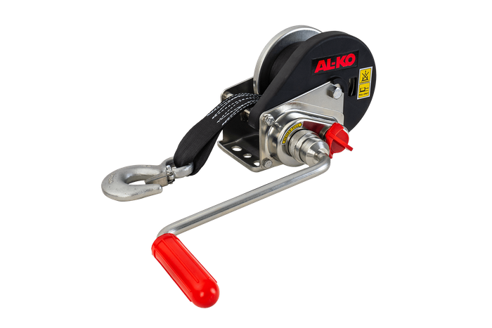 Vinsj, håndvinsj for AL-KO trekkbilhenger 450kg med 6m belte, brems og automatisk avvikling