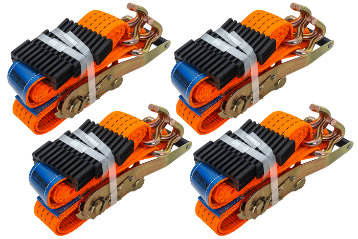 Sett med fire 3-punkts transportbelter med strammer for UNITRAILER-tilhenger 3m/50mm/4t oransje