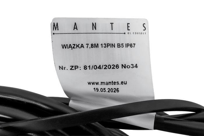 MANTES elektrisk installasjon, båthengerledningsnett 7,8m, 13PIN-plugg, 2x5PIN-bajonetter