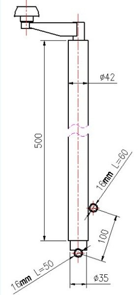 UNITRAILER sveivløfter for tipping og lossing av en 1000 kg bilhenger 500-865 mm