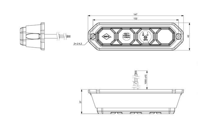 HORPOL LZD 2265 LED-frontlykt 2 funksjoner universal
