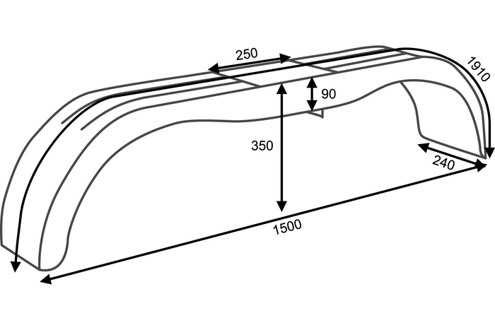 Sett med to tandemskjermer for en 13-14" DOMAR D20300 tilhenger, flate hjulbuer 1500/240 mm