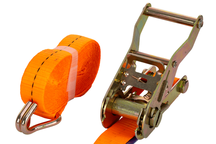 Sett med fire UNITRAILER 5m/25mm/1t oransje transportbelter med strammer