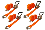 Sett med fire UNITRAILER 15m/50mm/5t oransje transportbelter med strammer