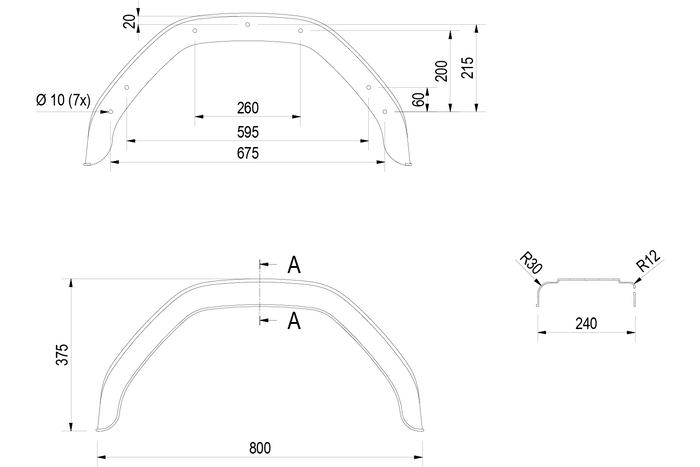 Sett med to skjermer for en 15-16" henger DE HAAN HMK 2480, hjulbuer 800/240mm