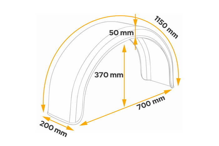 Tilhengerskjerm 13-14" DOMAR D20200 hjulbue 700/200mm