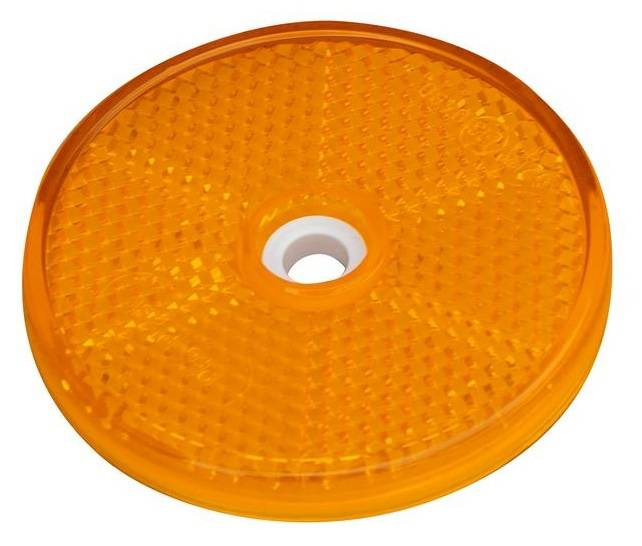 Rund refleks, diameter 60 mm, oransje med hull