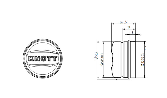 KNOTT 52,2 mm navlagerdeksel for tilhenger