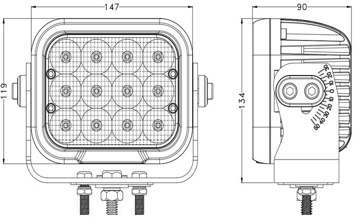 LED-arbeidslampereflektor TT TECHNOLOGY TT.13312 12xLED 9600lm rektangulær