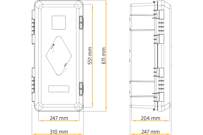 Brannslukningsboks 6kg DAKEN 82070 ADAMANT 611x310x247mm rød