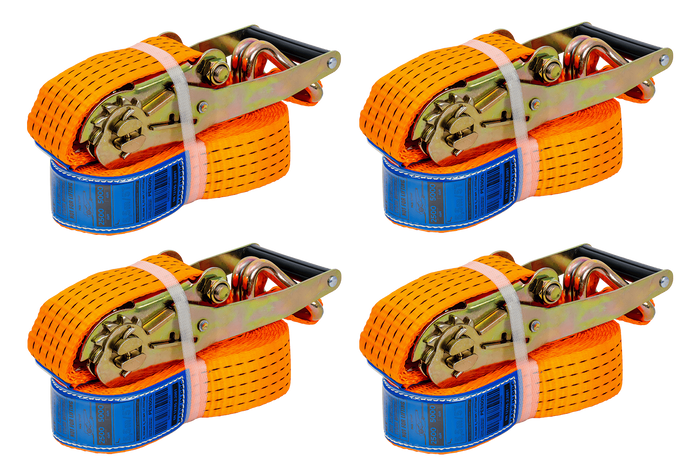 Sett med fire UNITRAILER 6m/50mm/5t oransje transportbelter med strammer