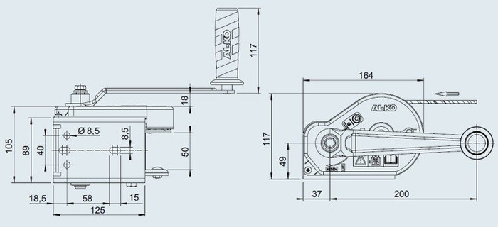 AL-KO type 351 PLUS manuell vinsj