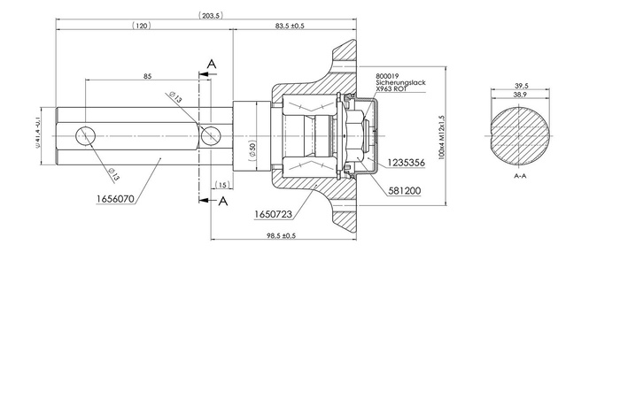 Navet for tilhengeren til den ubremsede akselen AL-KO PLUS 100X4 / M12X1,5 375KG