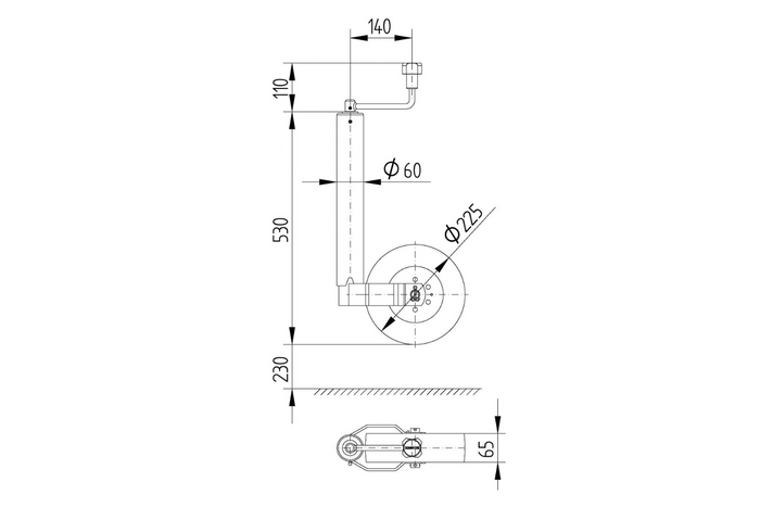 Støttehjul TK60 KNOTT 400284.001 250kg 60mm