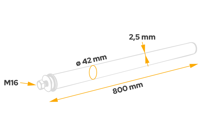 Rett rør for montering av skjerm DOMAR DK8022, brakettdiameter 42 mm