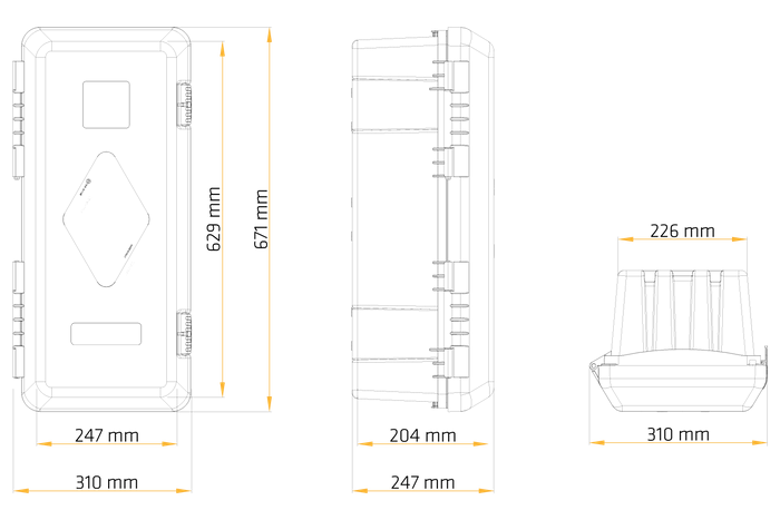 Brannslukningsboks 6 kg DAKEN 82020 ADAMANT 671x310x247mm rød