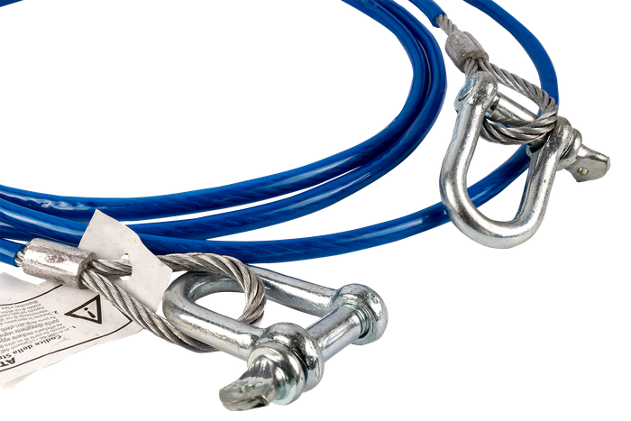 Slepetau med sjakler LAMPA ståltau 3,5m/6mm/3t blå