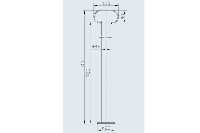 WINTERHOFF RSR48-700 fast støtte for 150 kg flatbed-tilhenger 48 mm 700 mm