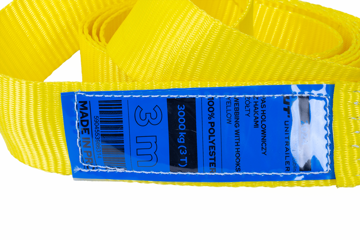 Slepetau med kroker UNITRAILER slepestropp 3m/50mm/3t gul