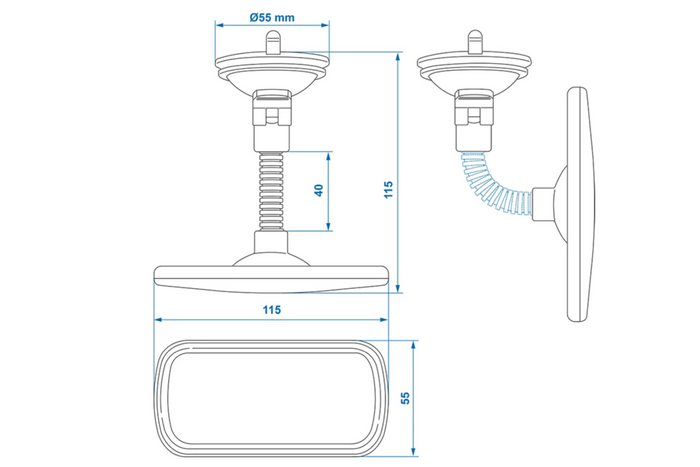 ProPlus 750641 panorama bakspeil med holder og sugekopp 55x115mm