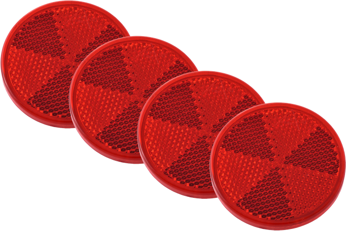 Runde selvklebende røde reflekser DOBPLAST 60 mm, sett med 4 reflekser