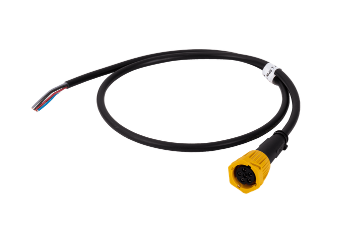 Bajonettplugg 6 PIN venstre FRISTOM for tilhenger, gul med 1 m kabel