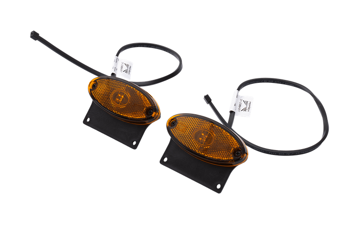 Sett med to ASPÖCK FLATPOINT II LED-markeringslamper, oransje, universal, med brakett