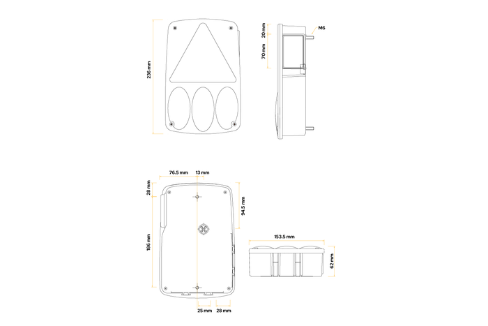 ASPÖCK Earpoint IV baklykt, 5 funksjoner, høyre