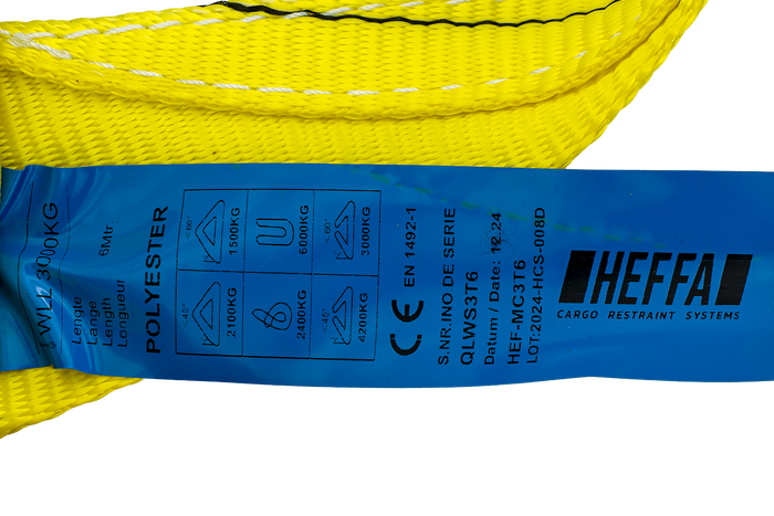 HEFFA kranbelte 6m/90mm/3t med løkker