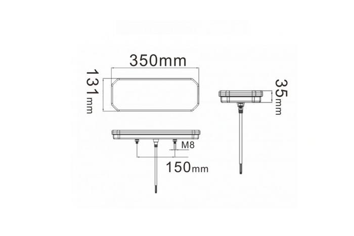 TruckLED L1949+L1950 baklykter LED-kabel 0,45m 6 funksjoner venstre+høyre