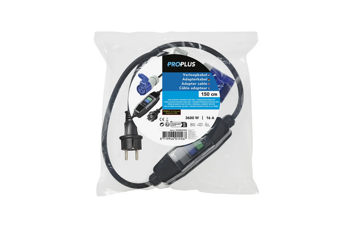 Schuko/CEE-adapterkabel ProPlus 373589V01DE differensialsikring 150 cm
