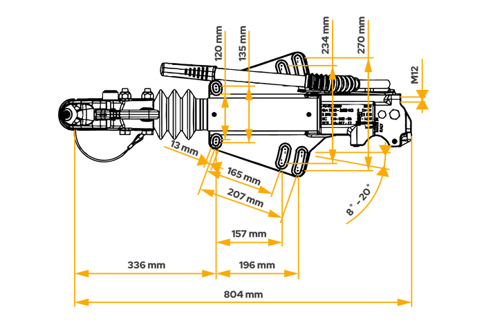 AL-KO UN3500 påløpsanordning med AK351 tilhengerfeste for 3500 kg tilhenger med V-trekkstang
