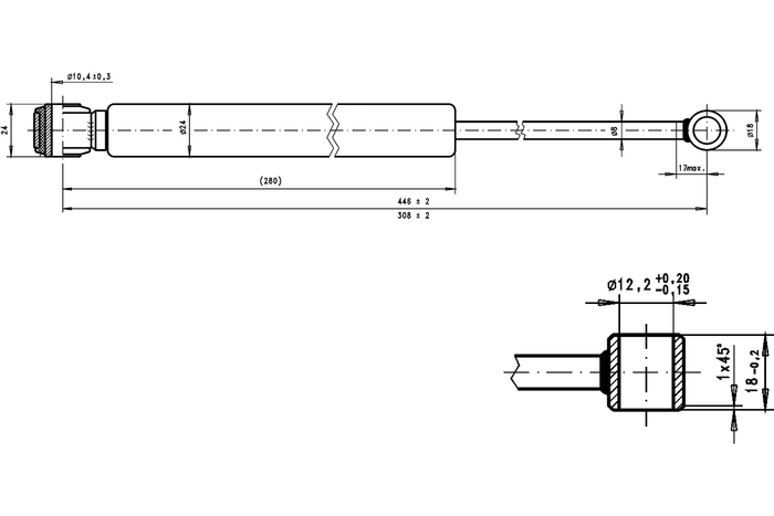 Støtdemper for AL-KO 101VB påløpsanordning/brems for en tilhenger på 700–1000 kg