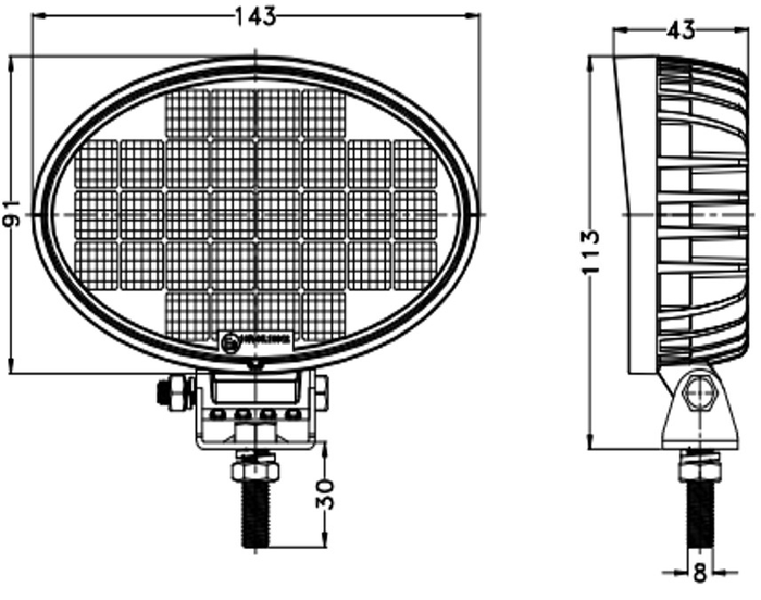 Arbeidslampereflektor TT TECHNOLOGY TT.13332 32xLED 2560lm oval