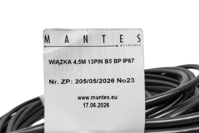 MANTES elektrisk installasjon, båthengerledningsnett 4,4m, 13PIN-plugg, 2x5PIN-bajonetter