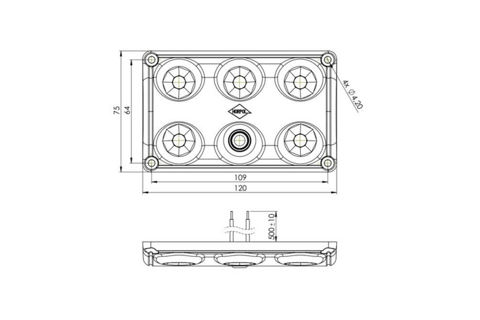 HORPOL LWD2157 LED 900lm innvendig billampe med bryter og rød diode