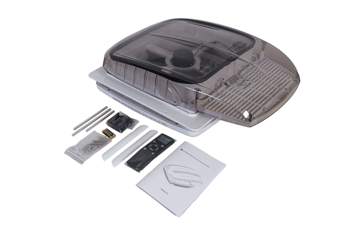 Automatisk takvifte PUNDMANN PLUS VIFTE for campingvogn med belysning, rullegardin 400×400 mm