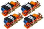 Sett med fire 3-punkts transportbelter med strammer for UNITRAILER-tilhenger 3m/50mm/4t oransje