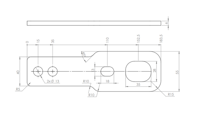 Krokholder for feste av UNITRAILER transportbelter, lengde 183,5 mm