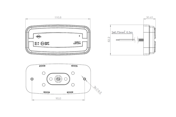 HORPOL LD 2762 LED-markeringslampe, oransje, universal