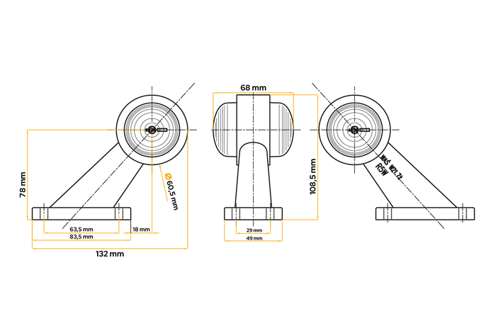 WAŚ 267/l universal markeringslampe på gummiarm