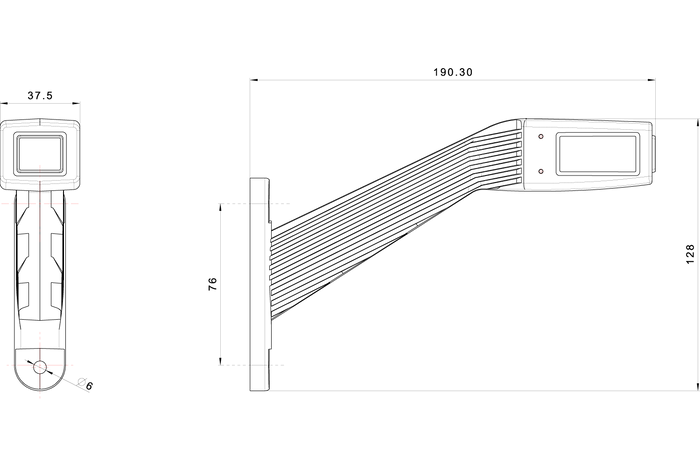 FRISTOM FT-145 LED venstre markeringslampe på gummiarm