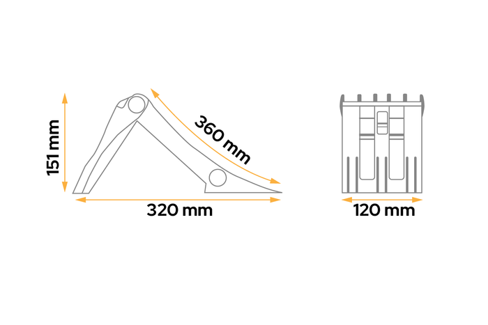 Sett med to sammenleggbare hjulklosser LOKHEN ORIGAMY 36 h: 151 mm / sett med håndtak