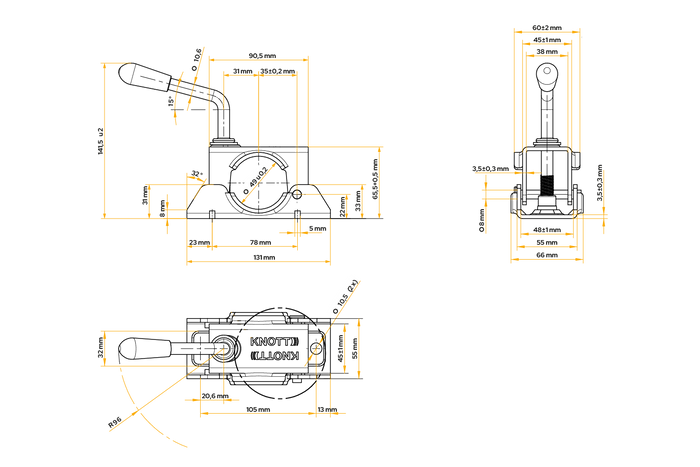 Klemme for støttehjul KNOTT 400305.001 48mm