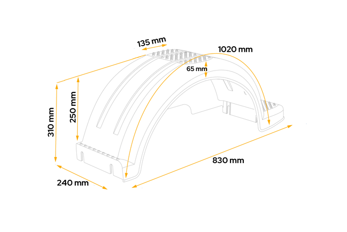 Skjerm for båthenger 13" DOMAR D20422S hjulbue 830/240mm