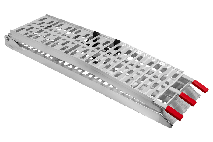 UNITRAILER ALR003 sammenleggbar rampe aluminiumsrampe for tilhenger 221 cm 340 kg med belte og støtte