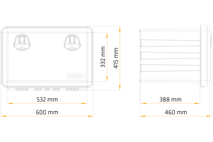 DAKEN 81104 JUST verktøykasse 600x415x460mm 70l med monteringsbraketter