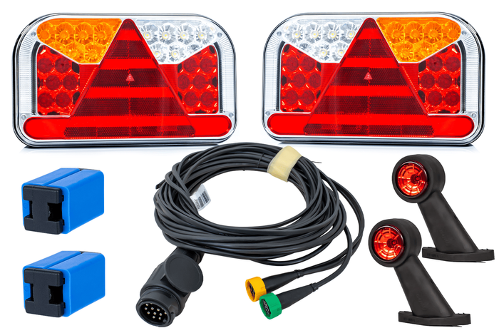 Lyssett: FRISTOM FT-170 LED baklykter + FRISTOM FT-009 LED sidemarkeringslys + MANTES 5,2 m 13-pinners ledningsnett