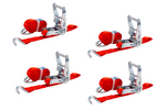 Sett med fire UNITRAILER transportbelter med strammer 4m/25mm/1t rød