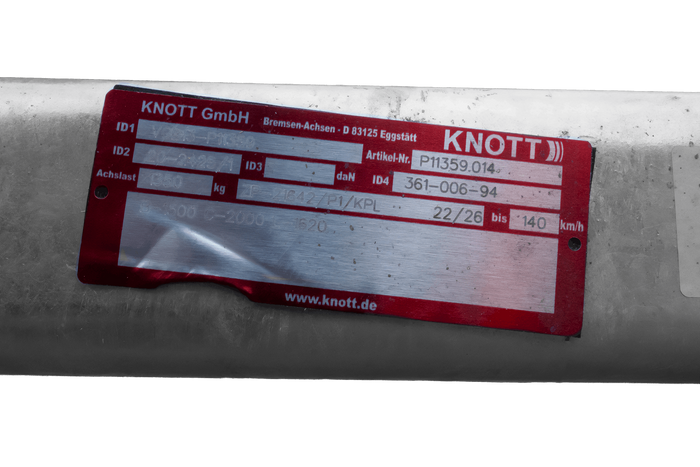 KNOTT P11359.014 VGB13 bremset aksel for båthenger 1350 kg 1500 mm 2000 mm 5x112